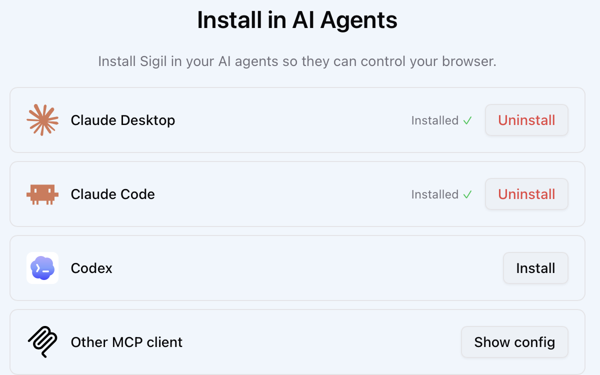 Connected agents list
